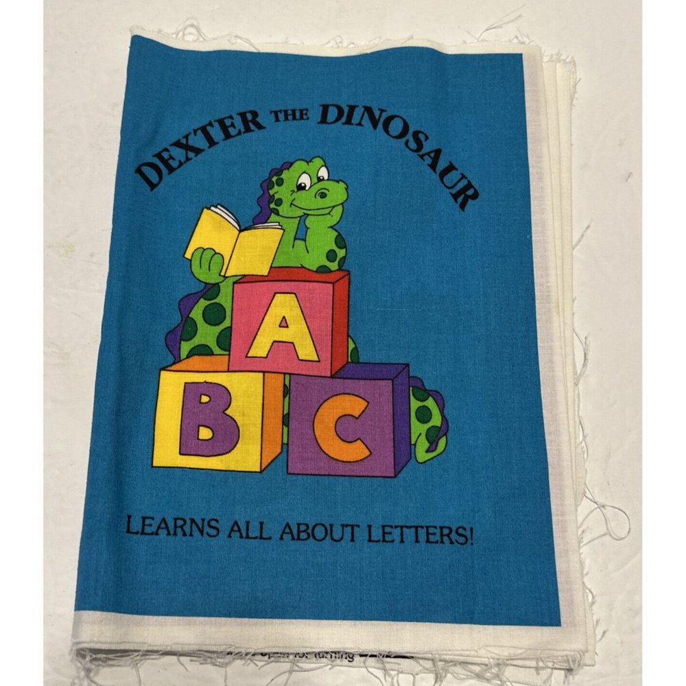 Dexter The Dinosaur Learns About Letters Soft Book Cut & Sew Cotton Fabric